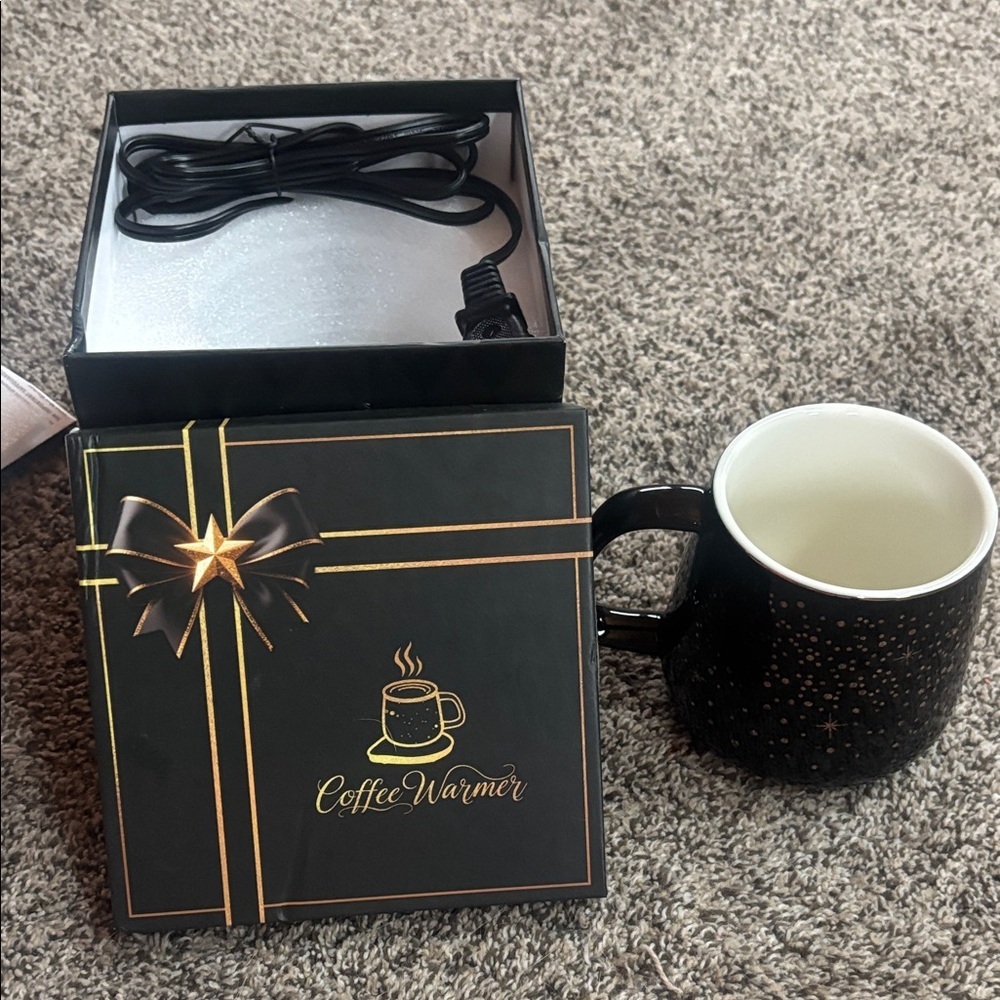 Black Coffee Warmer Set with Mug